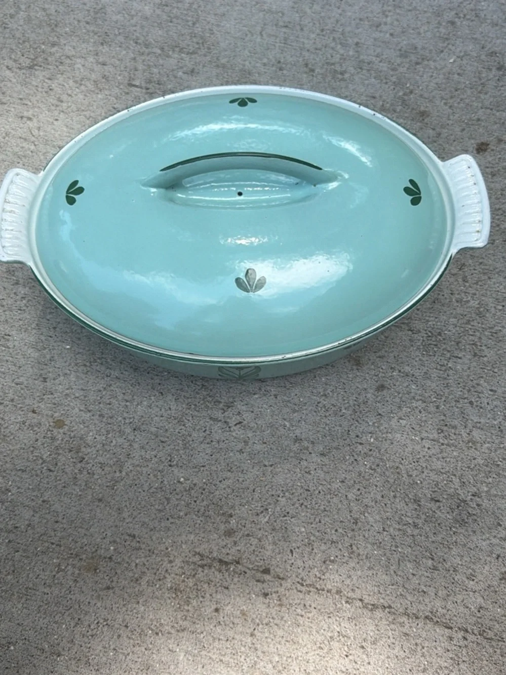 Mint Green Floral Covered Casserole Dish